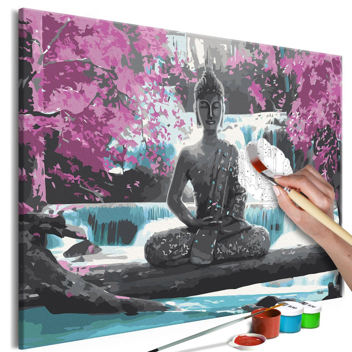izkrāso pēc cipariem - Buda un ūdenskritums, 60x40 cm Artgeist