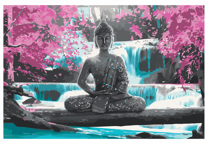 izkrāso pēc cipariem - Buda un ūdenskritums, 60x40 cm Artgeist
