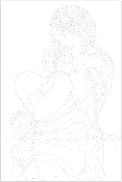 Kanva uz audekla "izkrāso pēc cipariem" - Eņģelis (Sarkanā sirds) 40x60 cm Artgeist