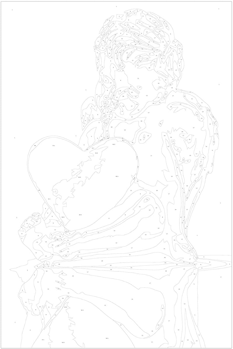 Kanva uz audekla "izkrāso pēc cipariem" - Eņģelis (Sarkanā sirds) 40x60 cm Artgeist