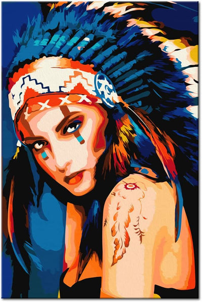 Kanva uz audekla "izkrāso pēc cipariem" - Indiāņu meitene 40x60 cm Artgeist