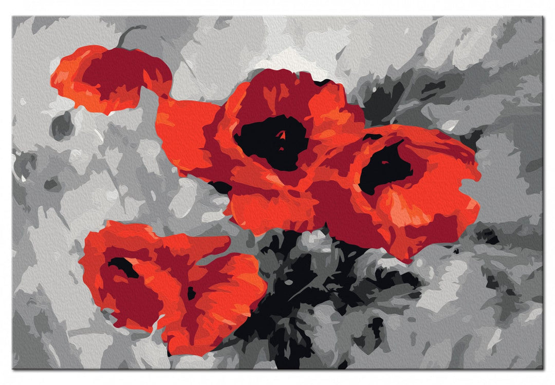 Glezna ar magonēm "izkrāso pēc cipariem" - Pušķis ar magonēm, 60x40 cm, 107519 Artgeist