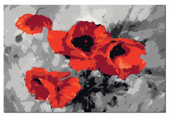Glezna ar magonēm "izkrāso pēc cipariem" - Pušķis ar magonēm, 60x40 cm, 107519 Artgeist