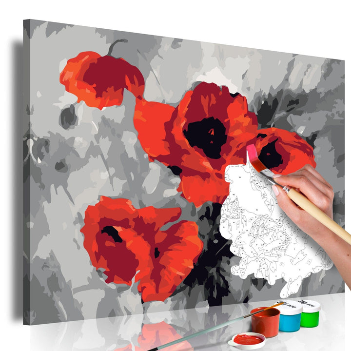 Glezna ar magonēm "izkrāso pēc cipariem" - Pušķis ar magonēm, 60x40 cm, 107519 Artgeist