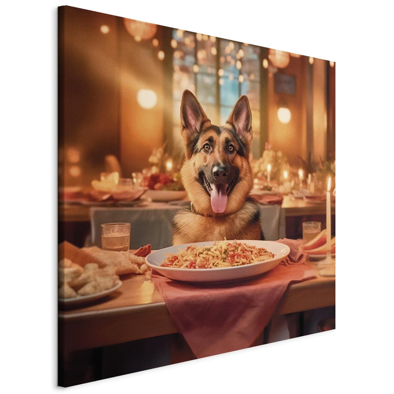 Glezna - Vācu aitu suns - suns restorānā, 150270 Tapetenshop.lv