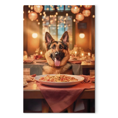 Glezna - Vācu aitu suns - suns restorānā, 150295 Tapetenshop.lv