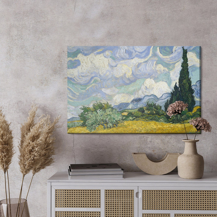 Kanva - Vinsents van Gogs „Kviešu lauks ar cipresēm” reprodukcija, N-1158 X-ART