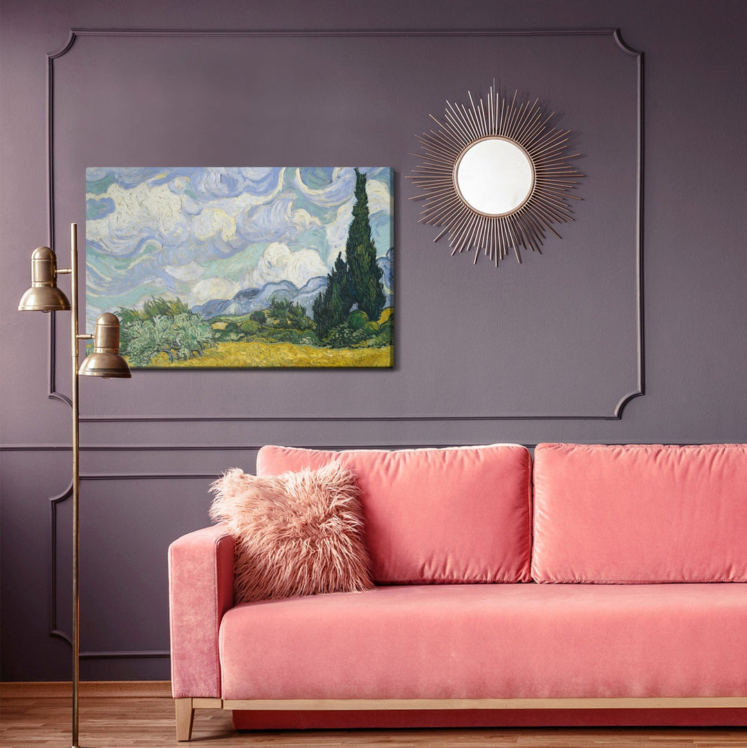 Kanva - Vinsents van Gogs „Kviešu lauks ar cipresēm” reprodukcija, N-1158 X-ART