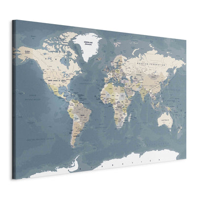 Kanva - Vintaža pasaules karte, zilā un bēšā krāsā, 151196 G-ART