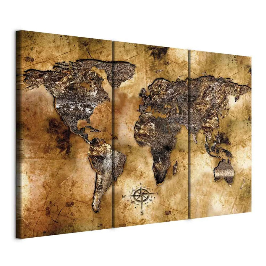 Kanva - Vintāžas pasaules karte brūnos toņos, 55248, (x3) ART XL