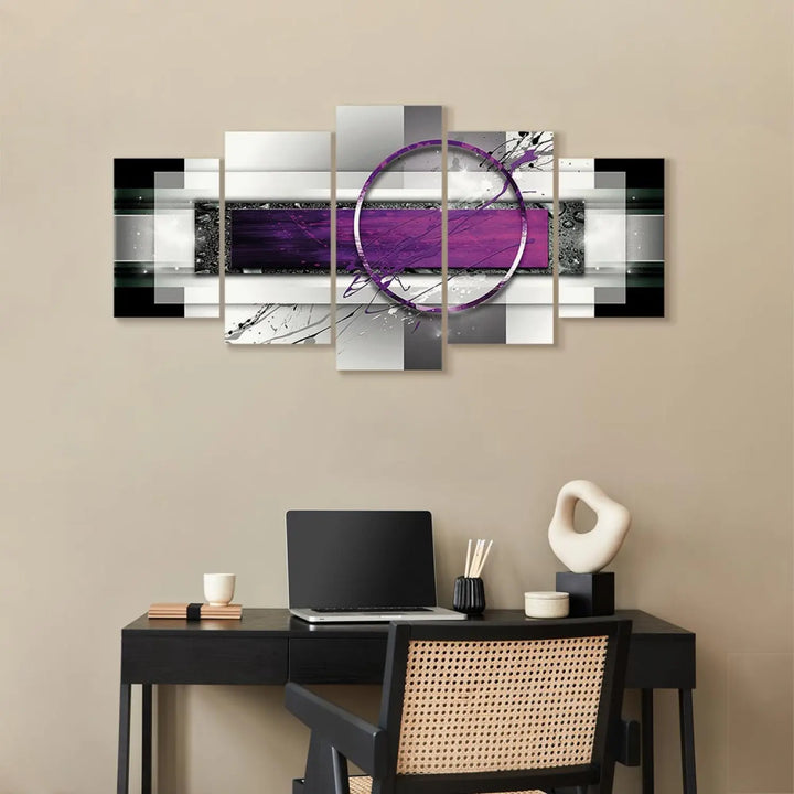 Kanva - Violeta apmale, ģeometriska abstrakcija pelēka un violetā, 50015 ART XL