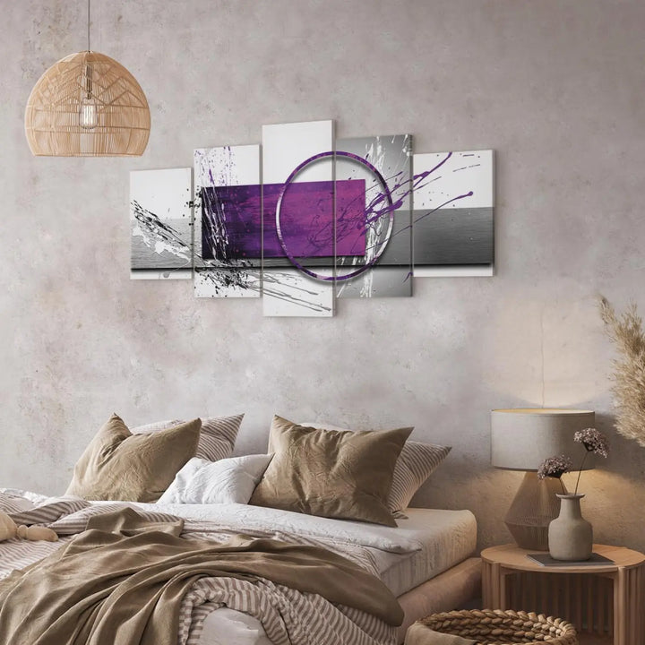 Kanva - Violetā ekspresija, ģeometrisks raksts: violeta, pelēka ART XL