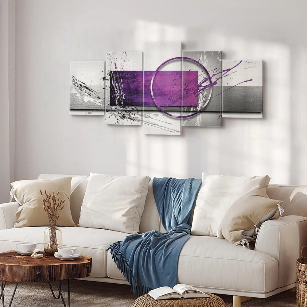 Kanva - Violetā ekspresija, ģeometrisks raksts: violeta, pelēka ART XL