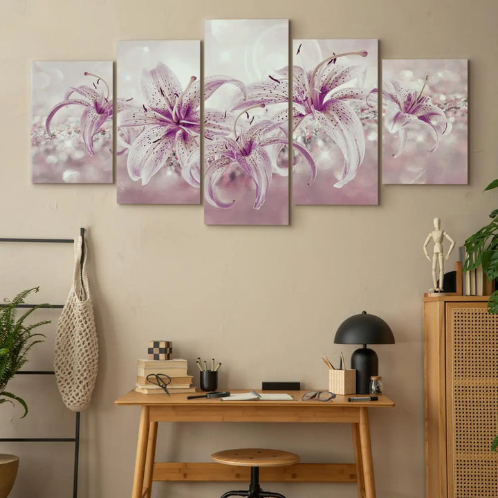 Kanva - Violeta harmonija |Lilijas uz gaiši violeta fona, (x5), 91220 ART XL