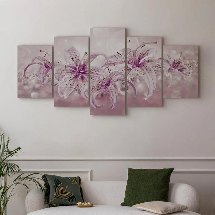 Kanva - Violeta harmonija |Lilijas uz gaiši violeta fona, (x5), 91220 ART XL