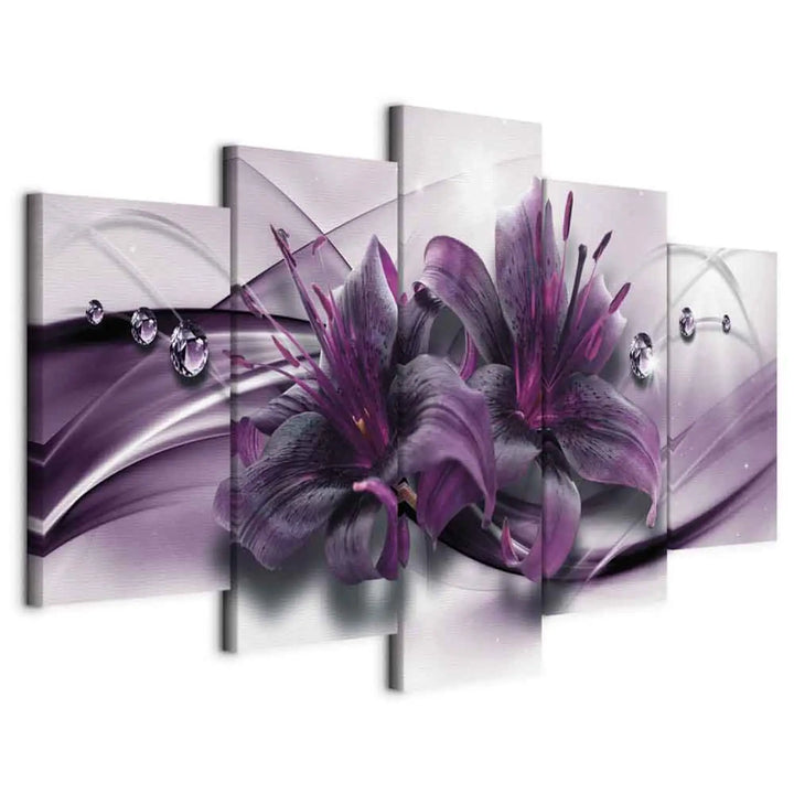 Glezna - Violetā lilija uz abstrakta violeta fona, (x5), 93726 ART XL