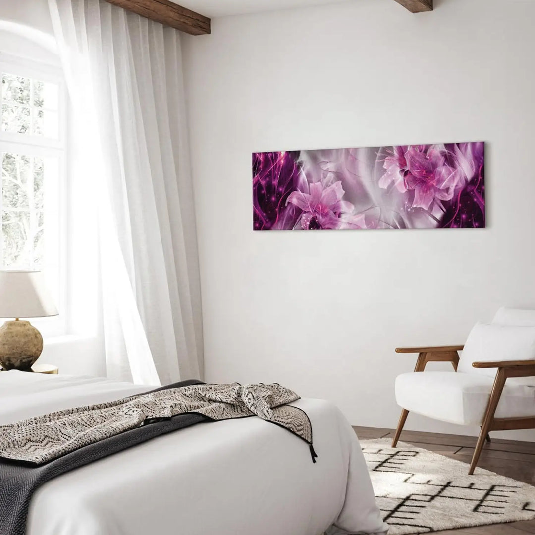 Kanva - Violeti ziedi uz abstrakta violeta fona, 92898 ART XL