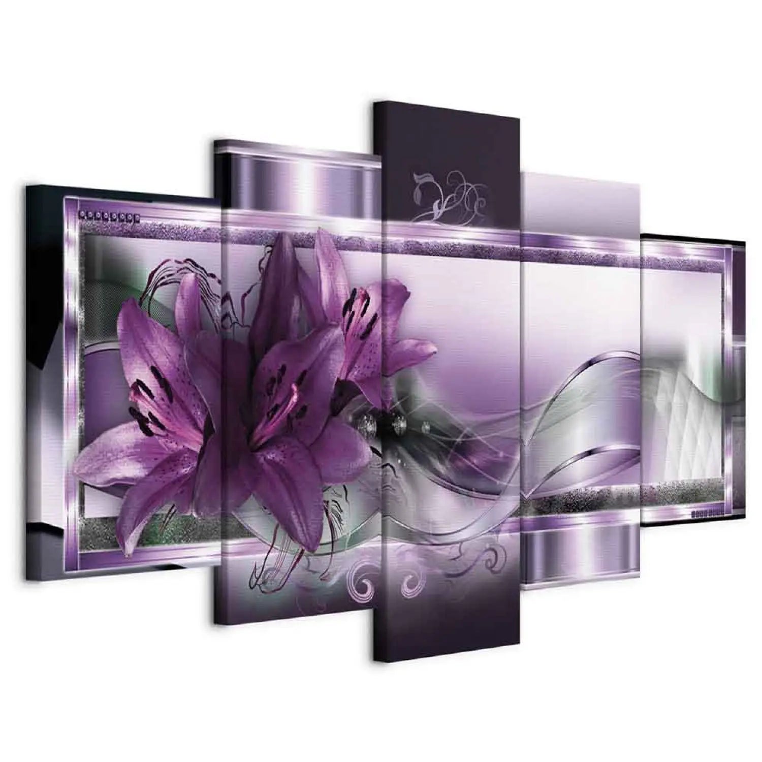 Kanva - Violetas lilijas uz eleganta violeta fona, (x5), 93052 ART XL