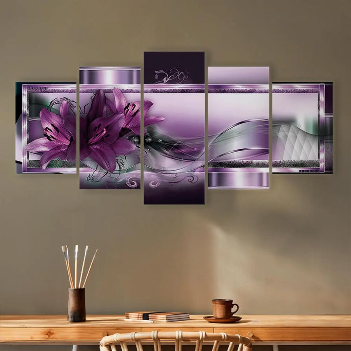 Kanva - Violetas lilijas uz eleganta violeta fona, (x5), 93052 ART XL
