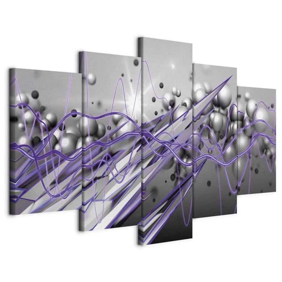 Kanva - violetas linijas un pelēkas sfēras uz dinamiska fona, 91906 ART XL