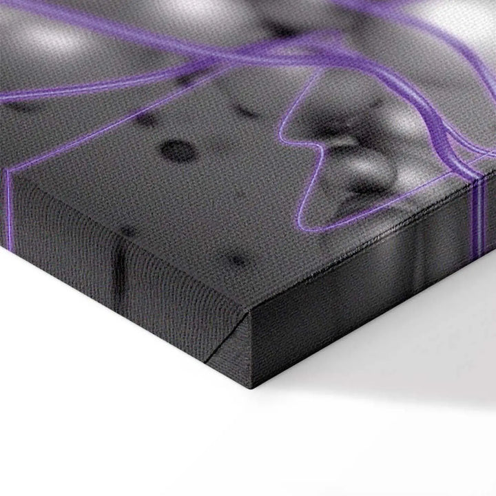 Kanva - violetas linijas un pelēkas sfēras uz dinamiska fona, 91906 ART XL