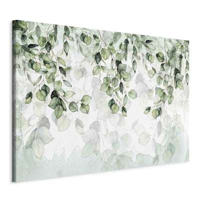 Канва - Зеленые листья на белом фоне - акварель, 151462 G-ART