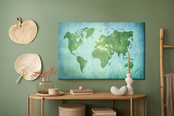 Kanva - Zaļi zila pasaules karte, N-1361 X-ART