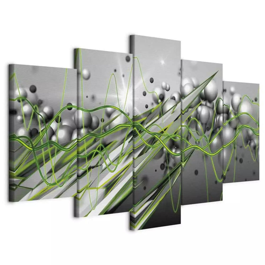 Kanva - Zaļš ritms | Abstrakcija pelēkā un zaļa krāsā ART XL