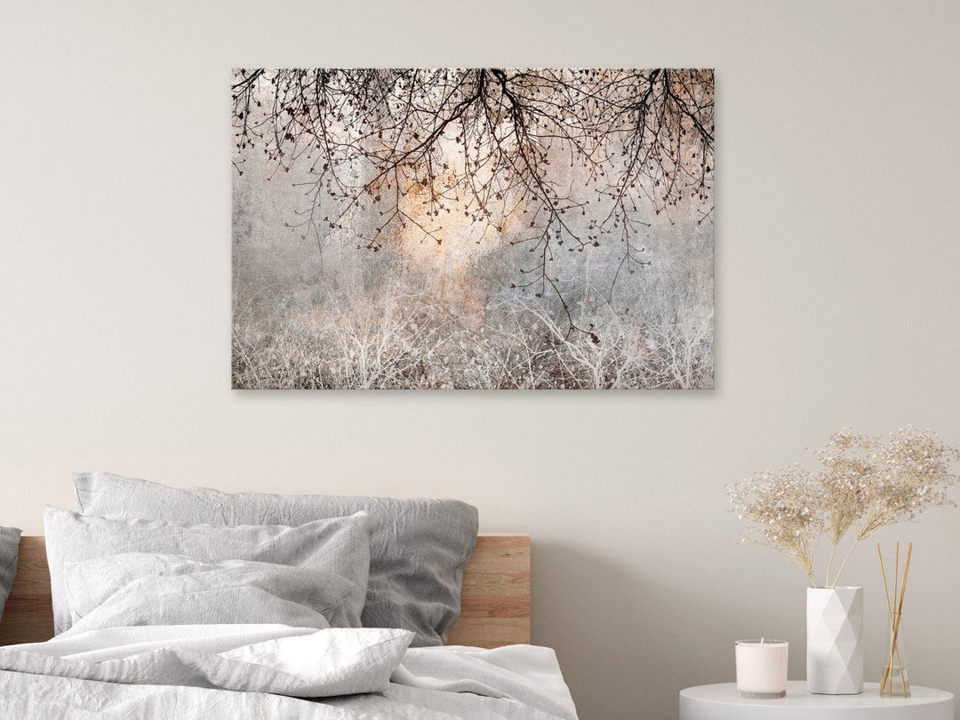 Glezna - zariņi ar ziediem uz pelēkā fona - 151455 G-ART.