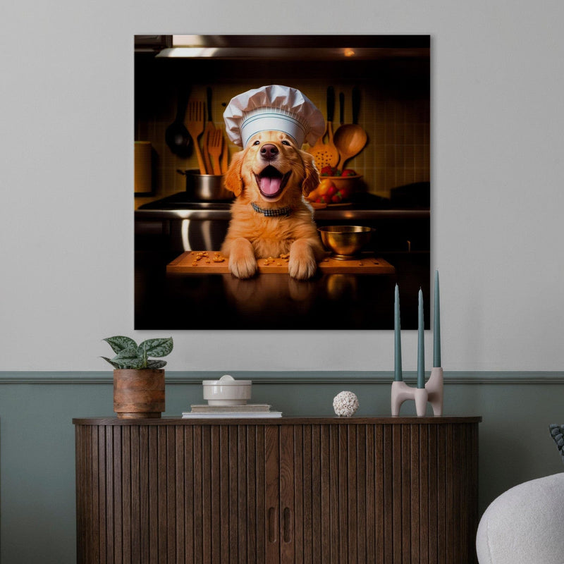 Glezna - Zelta retrīvers - jautrs suns pavāra lomā, 150253 Tapetenshop.lv