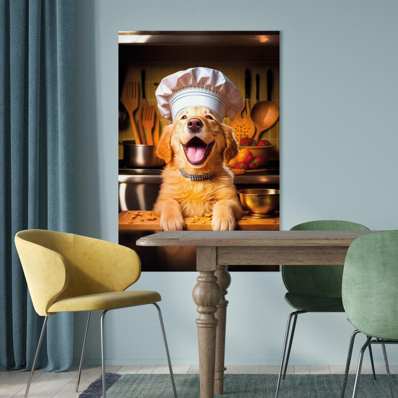 Glezna - Zelta retrīvers - jautrs suns pavāra lomā, 150265 Tapetenshop.lv
