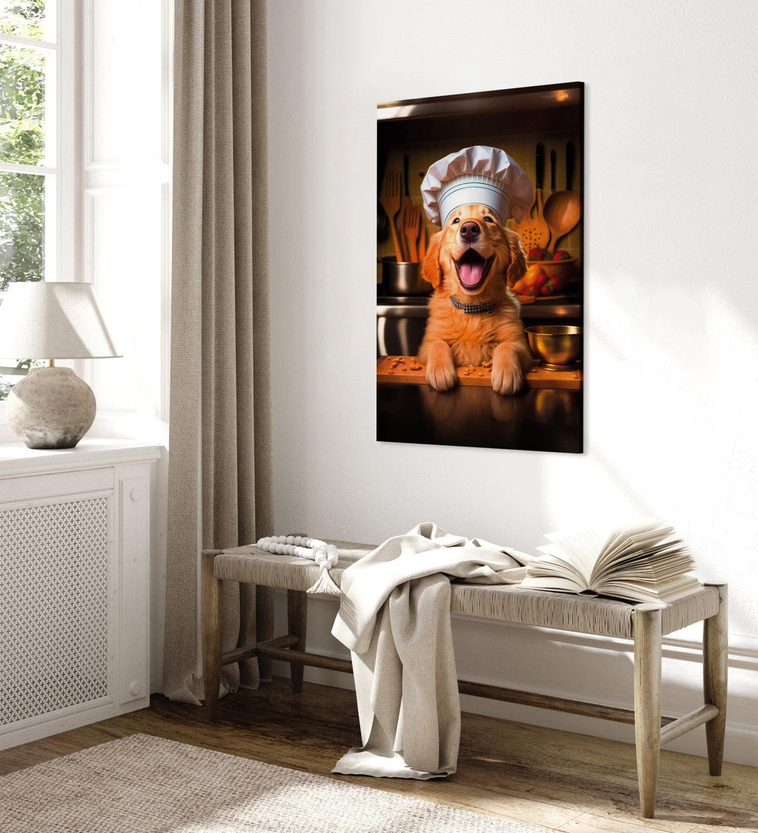 Glezna ar suni, zelta retrīvers - jautrs suns pavāra lomā, 150265 G-ART