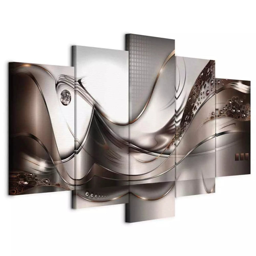 Kanva - Zelta vētra | Abstrakts dizains| Pelēka, brūna ART XL