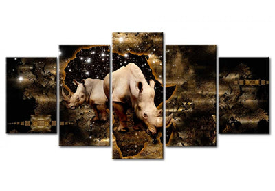 Canva - Golden rhinoceros, (x 5), 50002 G-ART.
