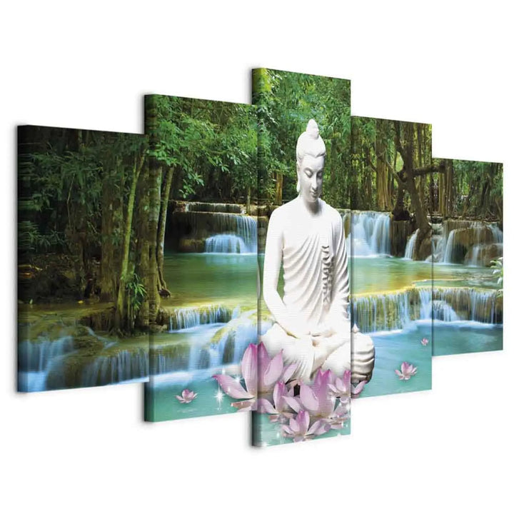 Kanva - Zen ūdenskritums un Buda, zaļā krāsā - 94269 ART XL