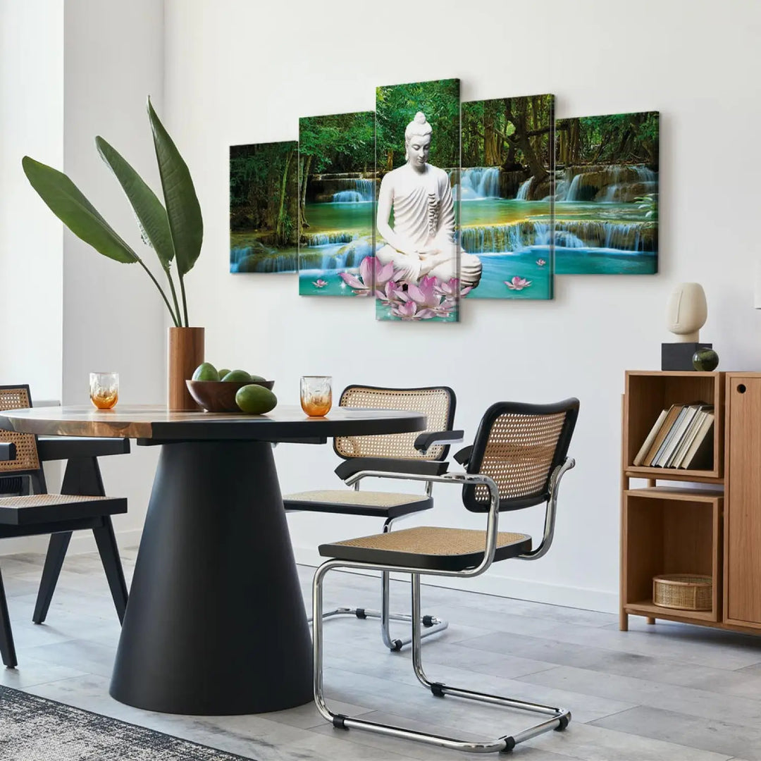 Kanva - Zen ūdenskritums un Buda, zaļā krāsā - 94269 ART XL