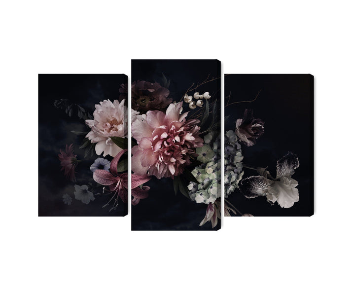 Kanva - Ziedi retro stilā uz tumša fona, N-3985 X-ART