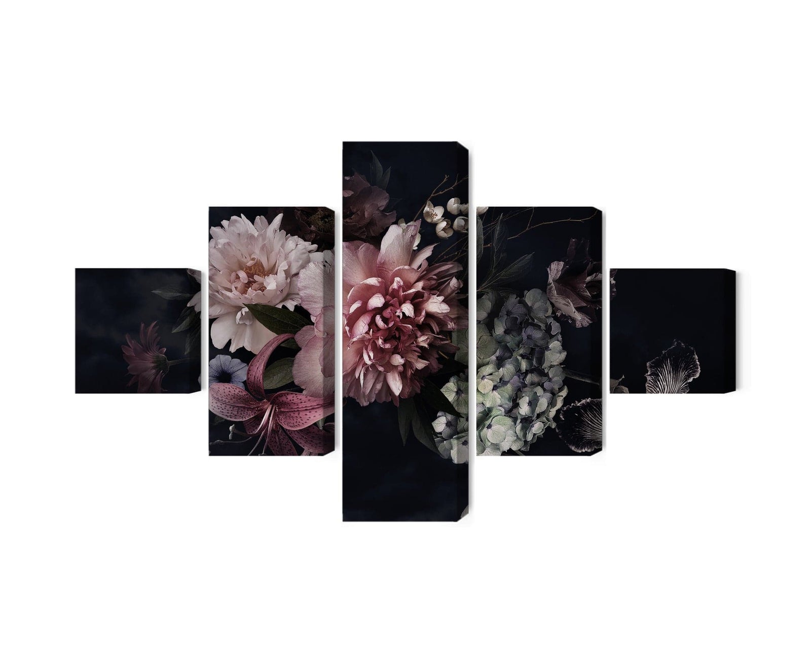 Kanva - Ziedi retro stilā uz tumša fona, N-3988 X-ART