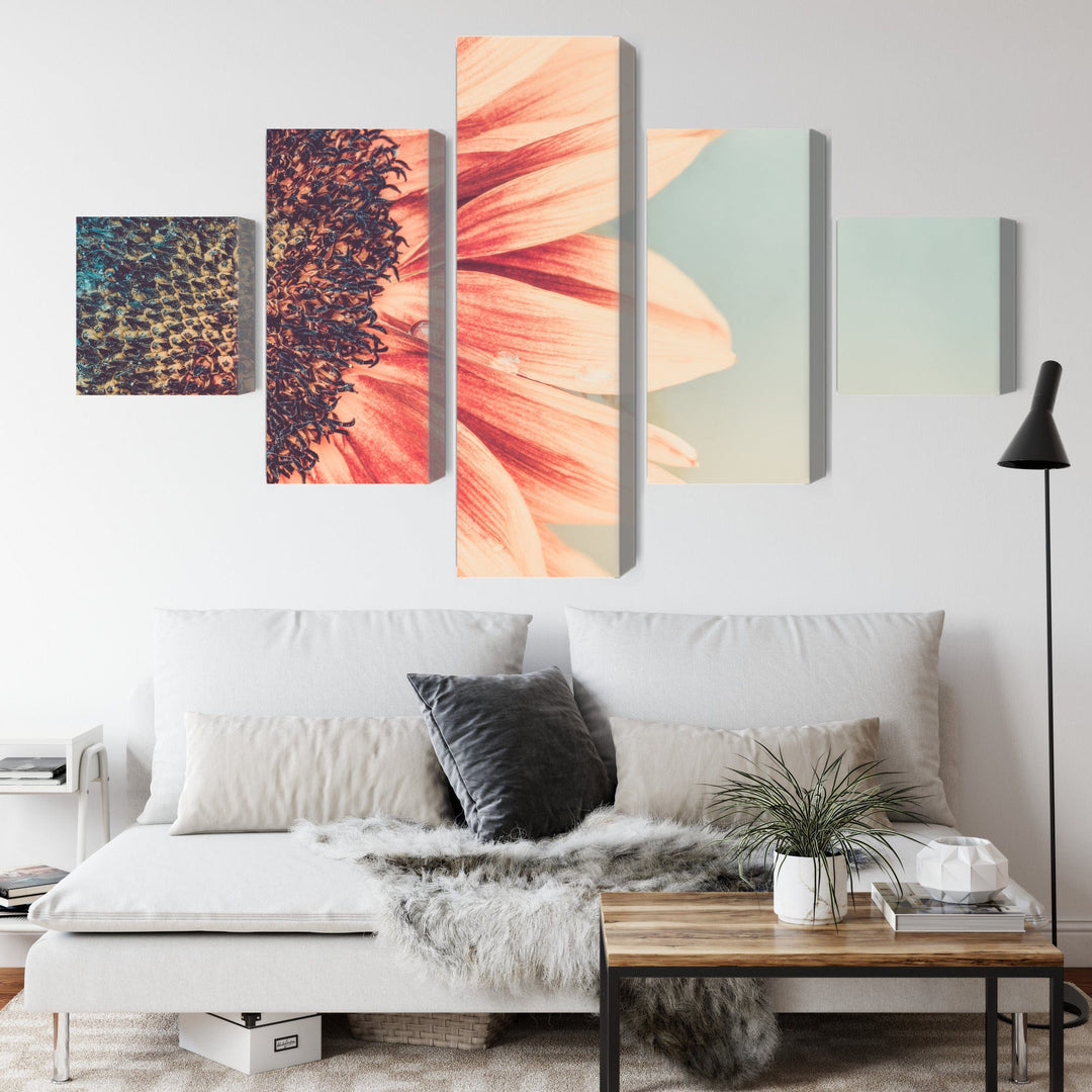 Kanva: Ziedošs saulespuķis makro (pelēka, roza) X-ART