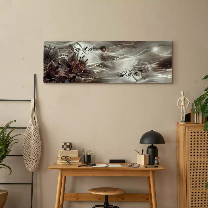 Kanva ar ziediem - Ziedu galaktika, pelēkā krāsā ART XL