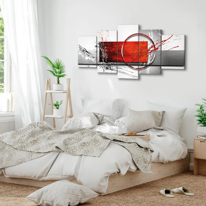 Kanva - Ziemas ekspresija | abstrakts raksts sarkanā, pelēkā krāsā ART XL