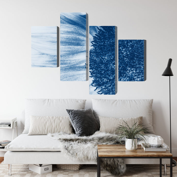 4 daļu kanva: Zila saulespuķe makro X-ART