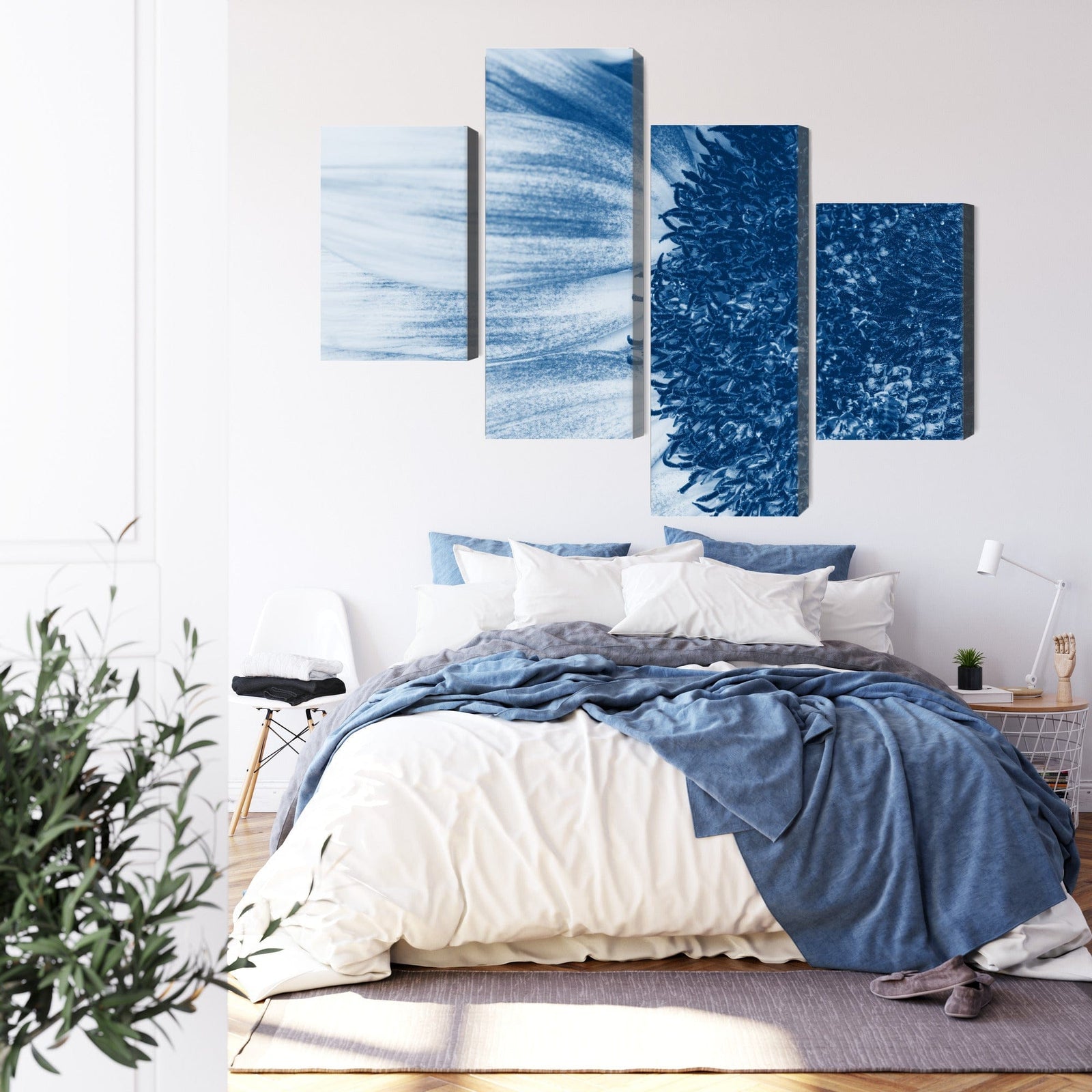 4 daļu kanva: Zila saulespuķe makro X-ART