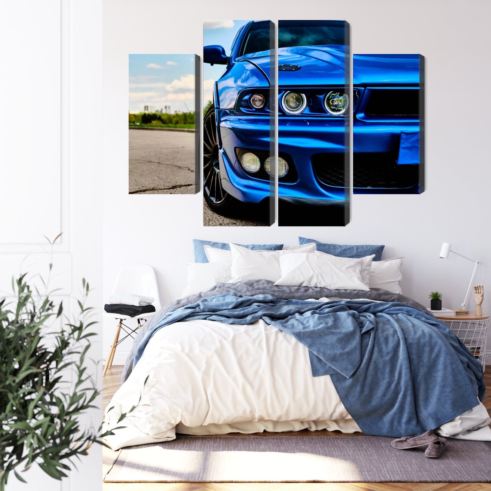Kanva - Zilā sporta automašīna no priekšpuses, N-3490 X-ART