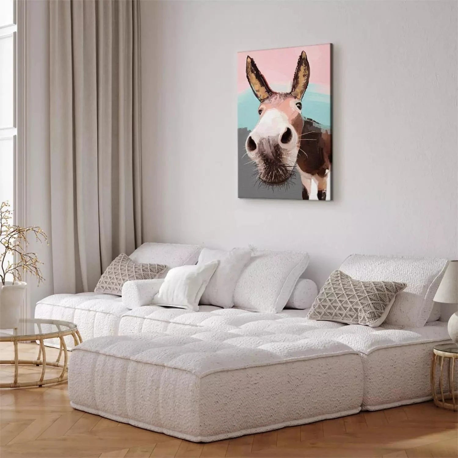 Kanva - Ziņkārīgais ēzelis, 123039, rozā, pelēkā krāsā ART XL