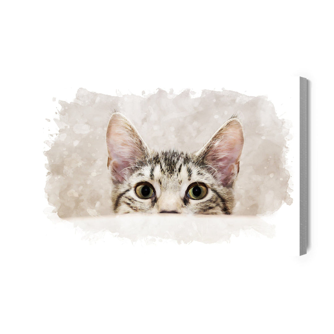 Kanva - Ziņkārīgs kaķēns, gleznojums ar akvareļkrāsām, N-1460 X-ART