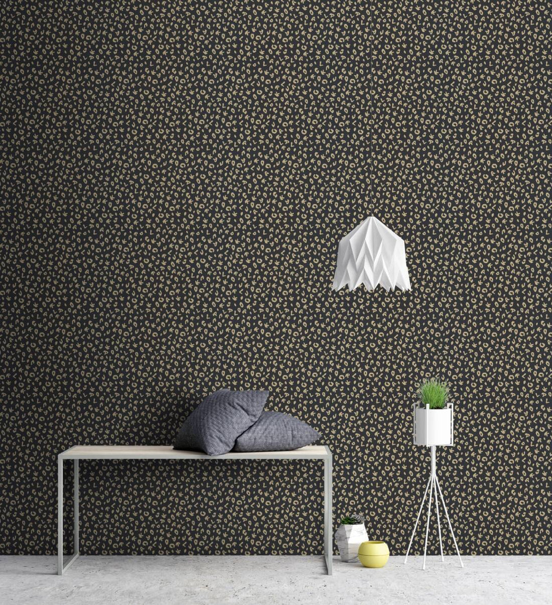 Karl LAGERFELD tapetes leoparda stilā, melns ar zeltu - 1343304 AS Creation
