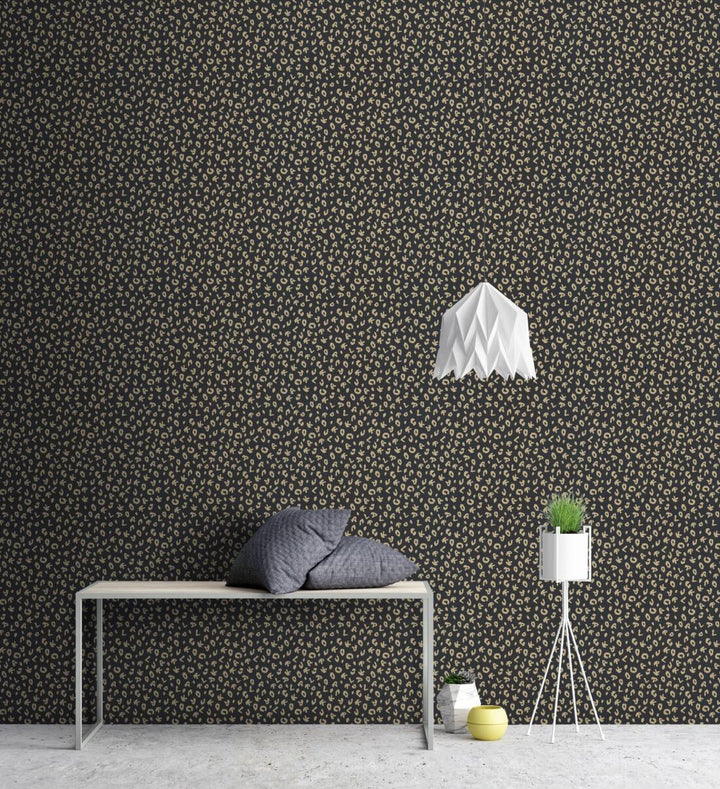 Karl LAGERFELD tapetes leoparda stilā, melns ar zeltu - 1343304 AS Creation