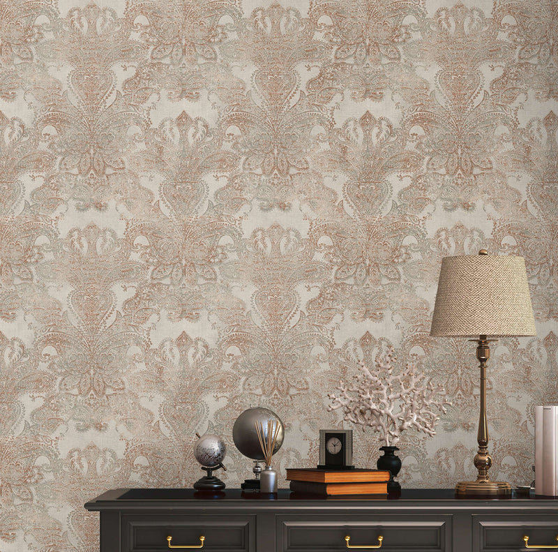 Classic Baroque wallpaper with ornaments in beige and brown, 1374027 AS Creation