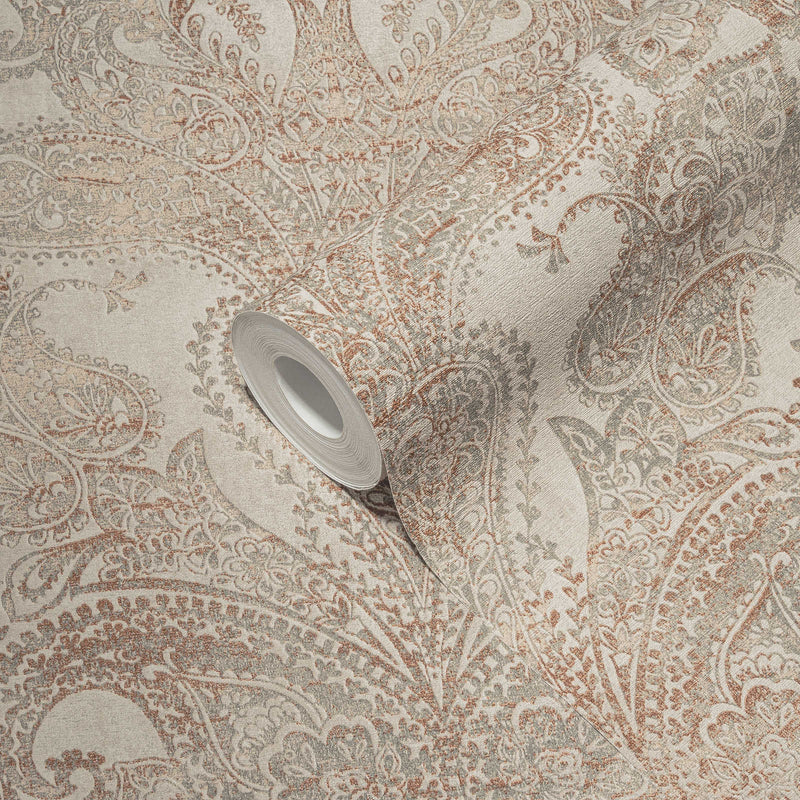 Classic Baroque wallpaper with ornaments in beige and brown, 1374027 AS Creation